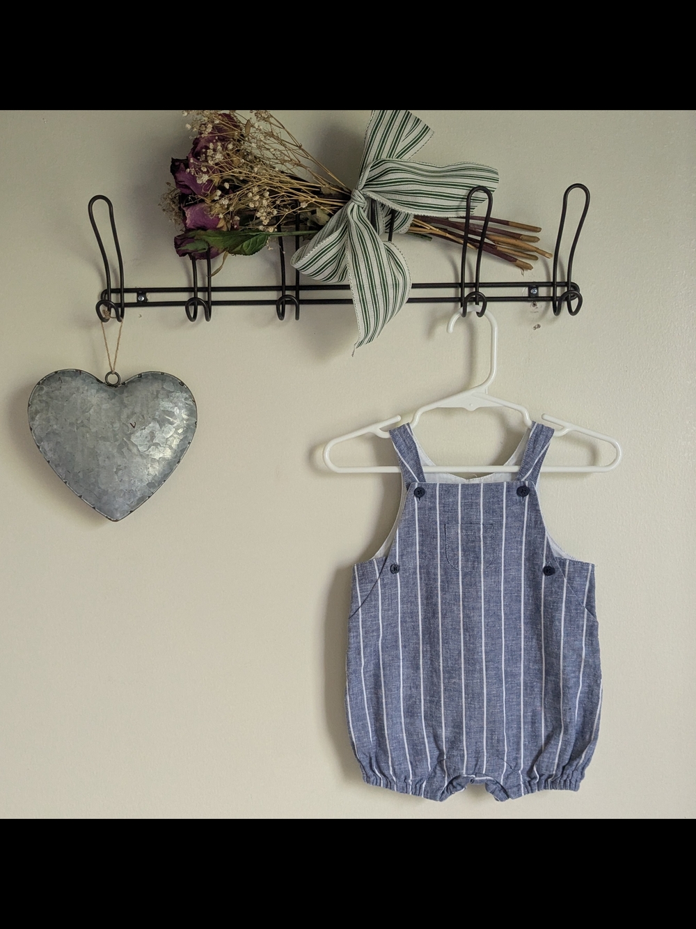 Janie and Jack Blue and White Striped Linen-Blend Baby Romper